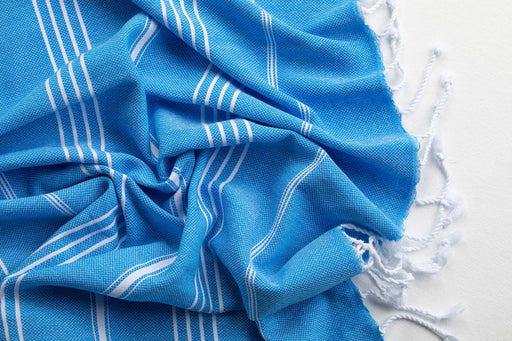 Peshtemal Towel White Stripe Blue - FineFamilyGoods