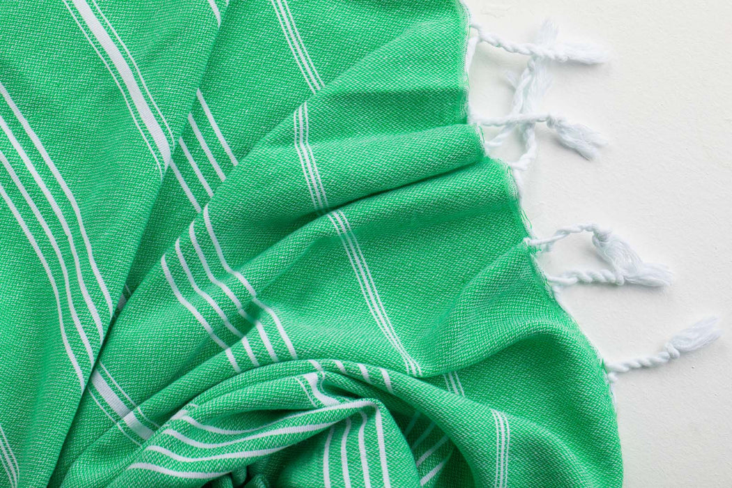 Peshtemal Towel White Stripe Green - FineFamilyGoods