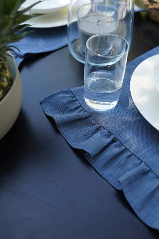 Placemat Capri with Ruffle- Indigo - FineFamilyGoods