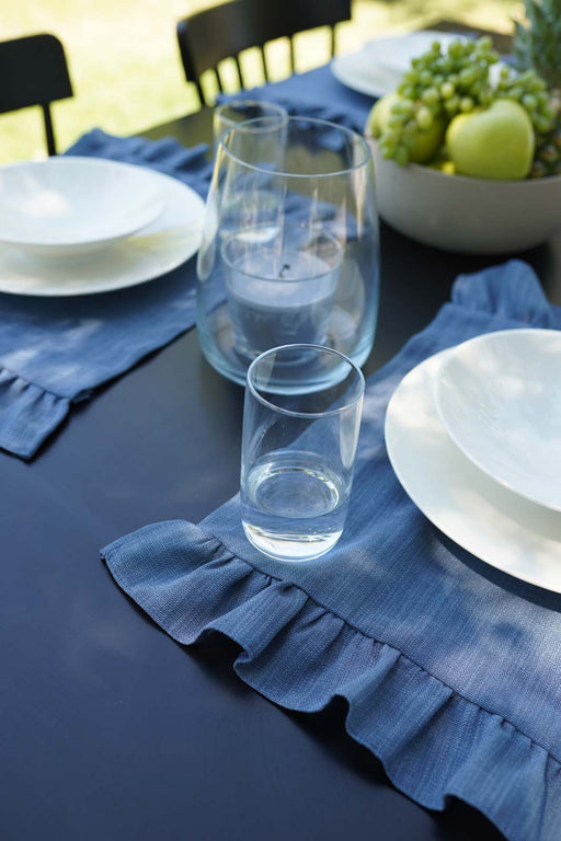 Placemat Capri with Ruffle- Indigo - FineFamilyGoods