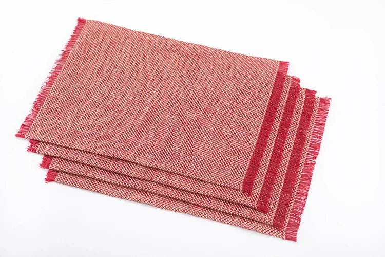 Placemat Panama with Red Fringe - FineFamilyGoods