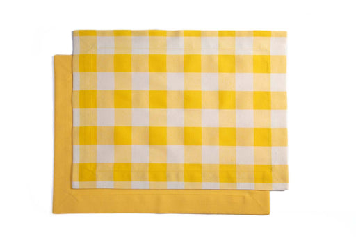 Plaid and Plain Placemat Set- Yellow - FineFamilyGoods