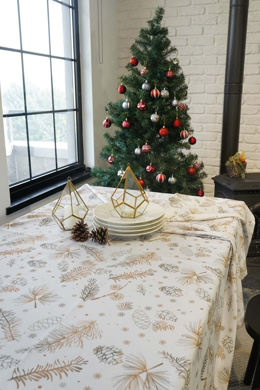 Christmas Forest Tablecloth- Ecru - FineFamilyGoods62"x 94"